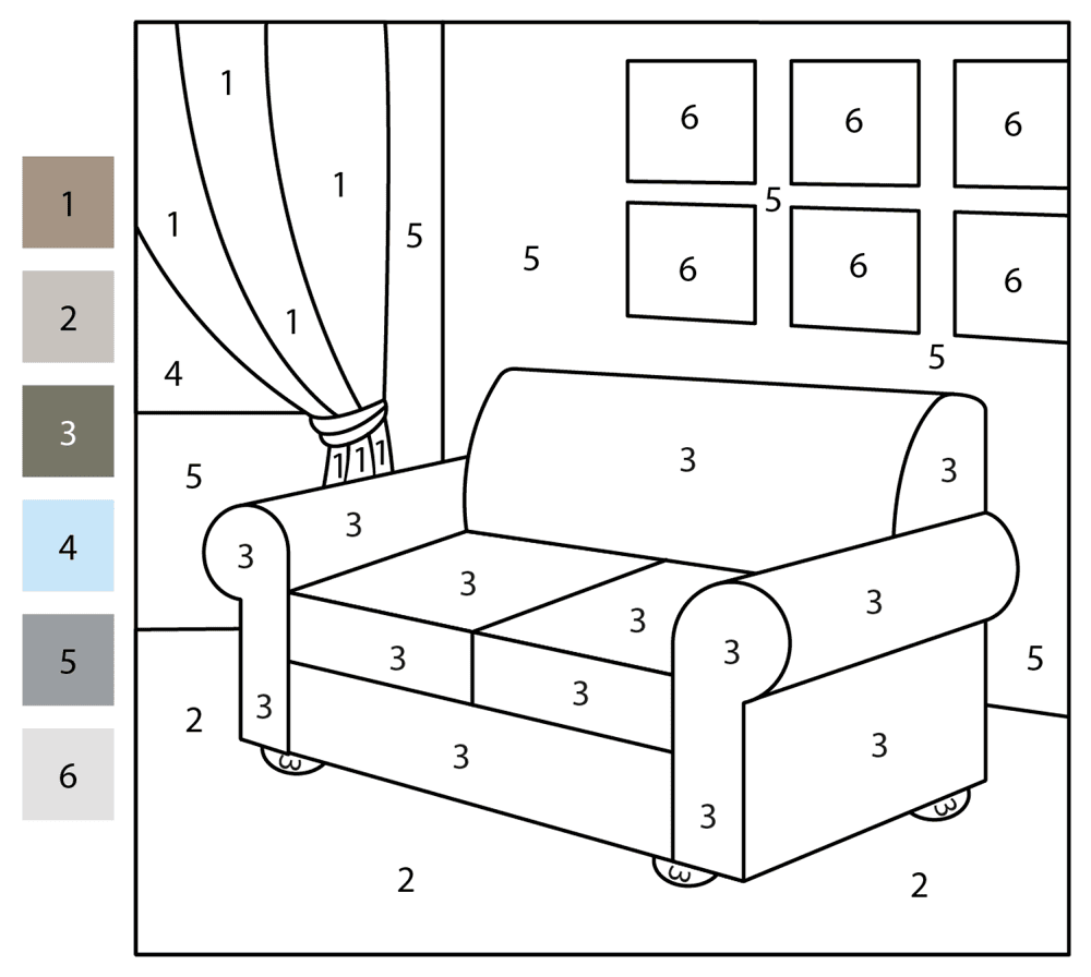 Sofa Color By Number Coloring Page Md Coloring Page — Free Printable — free printable coloring page